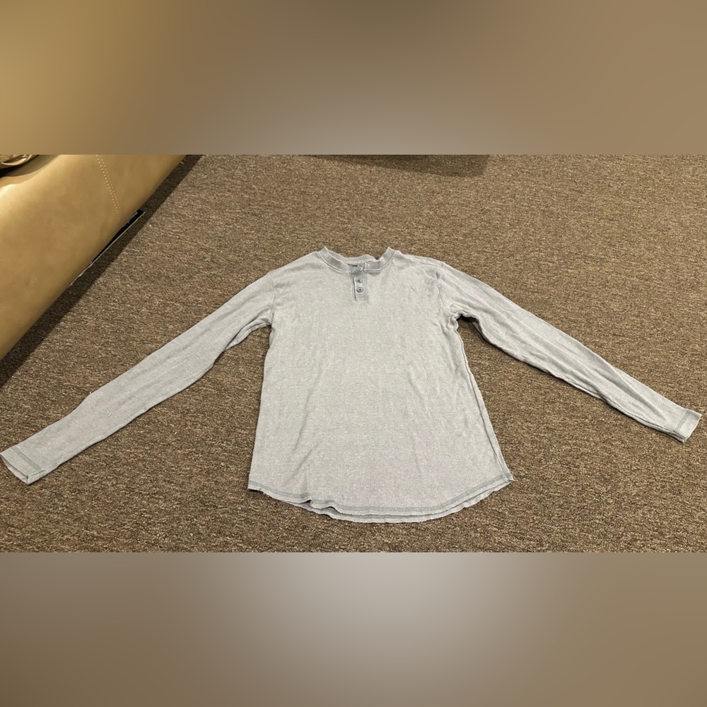 EUC Mens Sz S Footlocker waffle thermal grey LS tee shirt Gray active athletic